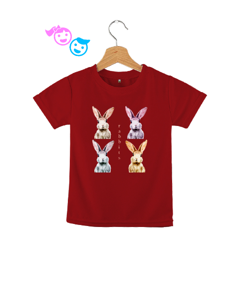 Tisho - Tavşanlar - Rabbits Kırmızı Çocuk Unisex