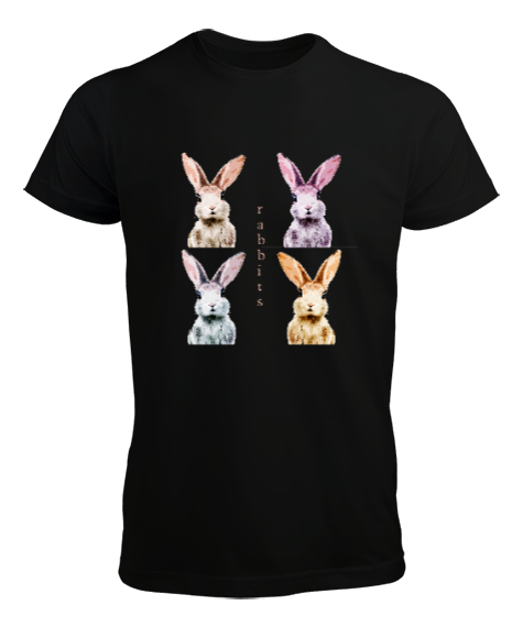Tisho - Tavşanlar - Rabbits Siyah Erkek Tişört