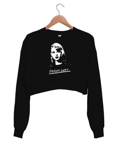 Taylor Swift Blu V1 Siyah Kadın Crop Sweatshirt