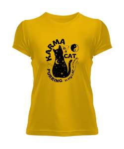 Taylor Swift Karma Cat Purring V2 Sarı Kadın Tişört