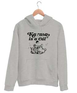 Taylor Swift Karma Is a Cat V2 Gri Unisex Kapşonlu Sweatshirt