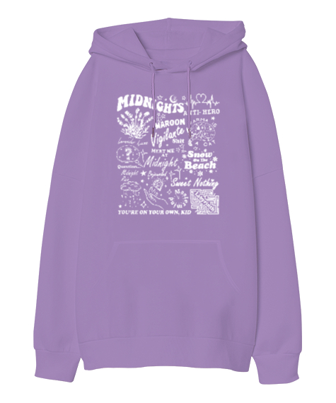 taylor swift midnights albüm Lila Oversize Unisex Kapüşonlu Sweatshirt