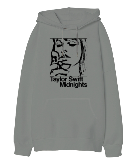 taylor swift midnights anti hero Gri Oversize Unisex Kapüşonlu Sweatshirt