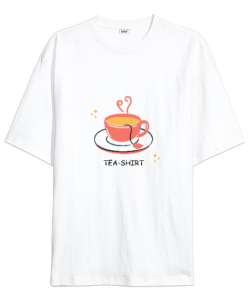 Tea Beyaz Oversize Unisex Tişört