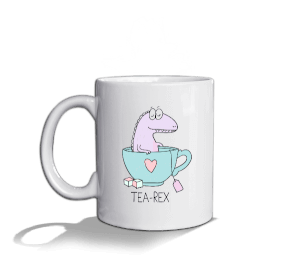 tea-rex Beyaz Kupa Bardak