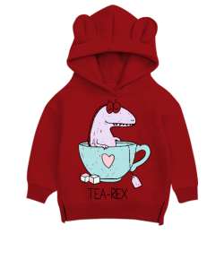 Tearex Kırmızı Unisex Çocuk Ayı Hoodie Kapşonlu