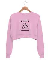 Teashirt - Poşet Çay V3 Pembe Kadın Crop Sweatshirt - Thumbnail