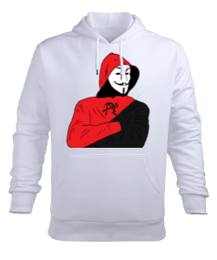 Tek Taraflı Hackerman - Beyaz Erkek Kapüşonlu Hoodie Sweatshirt