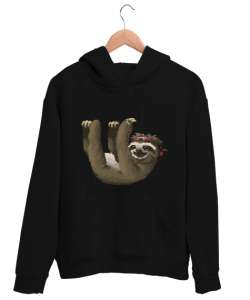 Tembel Siyah Unisex Kapşonlu Sweatshirt