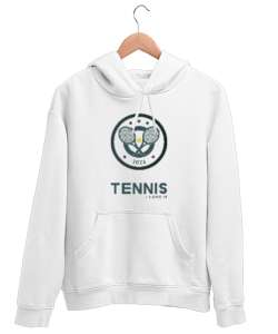 Tenis 1 Beyaz Unisex Kapşonlu Sweatshirt