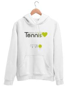 Tenis aşkı nirvana tasarım baskılı Beyaz Unisex Kapşonlu Sweatshirt