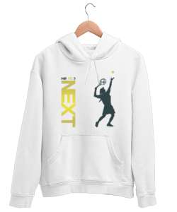 Tenis oyuncusu servis kullanıyor Beyaz Unisex Kapşonlu Sweatshirt