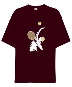 Tenis Oyuncusu - Tennis Bordo Oversize Unisex Tişört