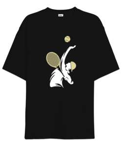 Tenis Oyuncusu - Tennis Siyah Oversize Unisex Tişört