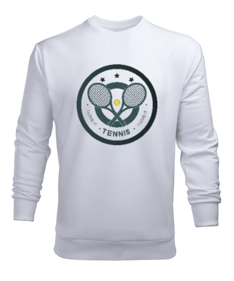 Tisho - Tenis Raketi Daire Logo Beyaz Erkek Sweatshirt