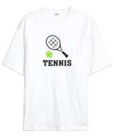 Tenis - Tennis Beyaz Oversize Unisex Tişört - Thumbnail