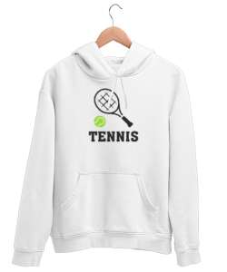 Tenis - Tennis Beyaz Unisex Kapşonlu Sweatshirt