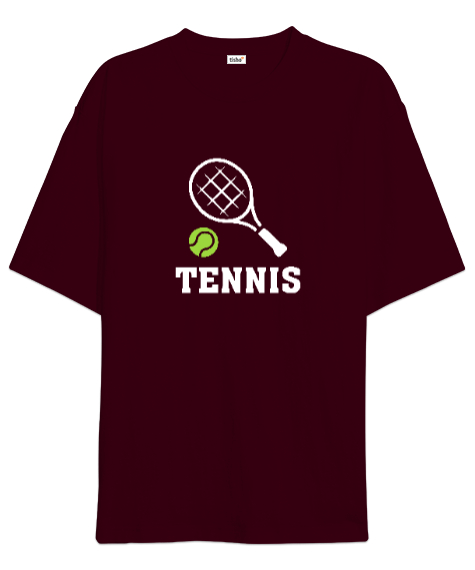 Tisho - Tenis - Tennis Bordo Oversize Unisex Tişört