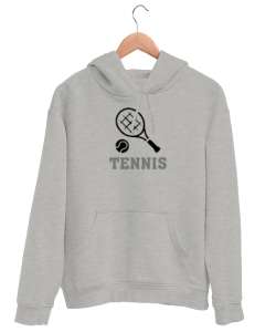 Tenis - Tennis Gri Unisex Kapşonlu Sweatshirt