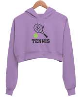 Tenis - Tennis Lila Kadın Crop Hoodie Kapüşonlu Sweatshirt - Thumbnail