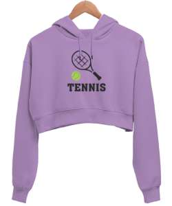 Tenis - Tennis Lila Kadın Crop Hoodie Kapüşonlu Sweatshirt