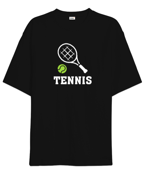 Tisho - Tenis - Tennis Siyah Oversize Unisex Tişört