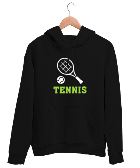 Tisho - Tenis - Tennis Siyah Unisex Kapşonlu Sweatshirt