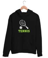 Tenis - Tennis Siyah Unisex Kapşonlu Sweatshirt - Thumbnail