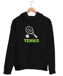 Tenis - Tennis Siyah Unisex Kapşonlu Sweatshirt