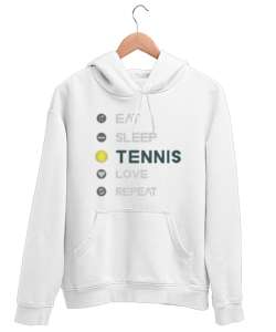 Tenisçinin yaşam döngüsü Beyaz Unisex Kapşonlu Sweatshirt