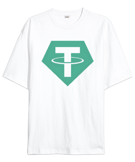 Tether Beyaz Oversize Unisex Tişört