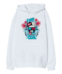 That Cool Beyaz Oversize Unisex Kapüşonlu Sweatshirt