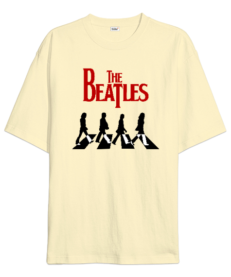 The Beatles V1 Krem Oversize Unisex Tişört