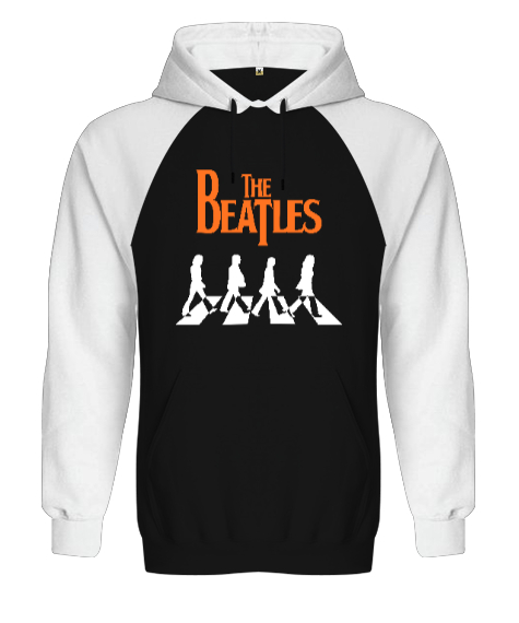 The Beatles V1 Siyah/Beyaz Orjinal Reglan Hoodie Unisex Sweatshirt