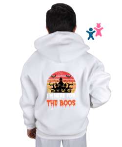 THE BOOS Beyaz Çocuk Kapüşonlu Hoodie Fermuarlı