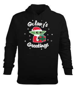 The Child Yeni Yıl Star Wars Grogu Galaxys Greetings Siyah Erkek Kapüşonlu Hoodie Sweatshirt