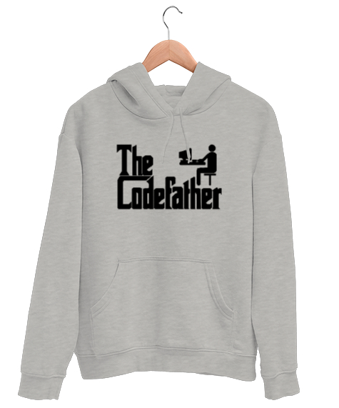 Tisho - The Codefather - Coder - Yazılımcı - Programcı Gri Unisex Kapşonlu Sweatshirt