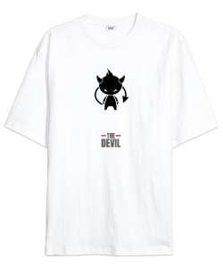 The Devil - İblis Beyaz Oversize Unisex Tişört