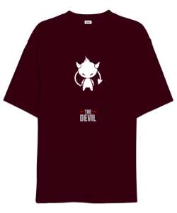 The Devil - İblis Bordo Oversize Unisex Tişört