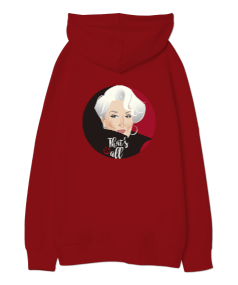 The Devil Wears Prada Kırmızı Oversize Unisex Kapüşonlu Sweatshirt - Thumbnail