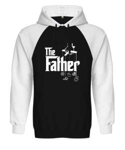 The Father - Baba, Babalar Günü Tasarımı Siyah/Beyaz Orjinal Reglan Hoodie Unisex Sweatshirt