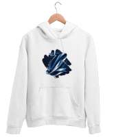 The First Breeze of Motion Beyaz Unisex Kapşonlu Sweatshirt - Thumbnail