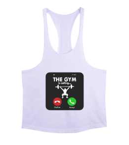 The GYM is calling Vücut Geliştirme Bodybuilding Fitness Tasarım Beyaz Erkek Tank Top Atlet