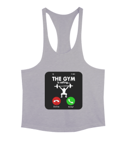 The GYM is calling Vücut Geliştirme Bodybuilding Fitness Tasarım Gri Erkek Tank Top Atlet