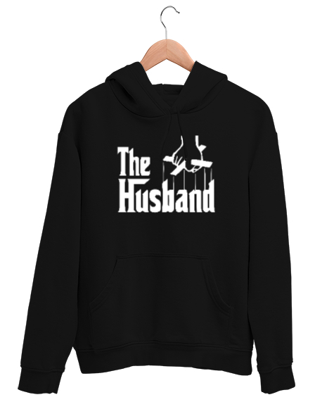 Tisho - The Husband - Koca - Eş Siyah Unisex Kapşonlu Sweatshirt