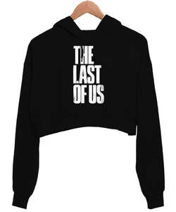 The Last of Us Baskı Tasarımlı Siyah Kadın Crop Hoodie Kapüşonlu Sweatshirt