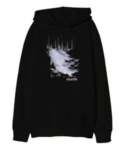 The Last of Us - Winter Kış Tasarım Baskılı Siyah Oversize Unisex Kapüşonlu Sweatshirt