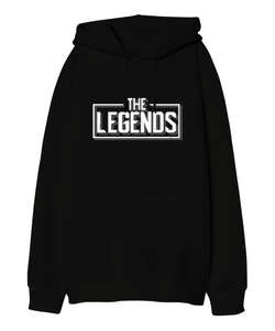 The Legends Siyah Oversize Unisex Kapüşonlu Sweatshirt