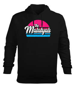 The Malatyalı 44 Malatya Tasarım Baskılı Siyah Erkek Kapüşonlu Hoodie Sweatshirt