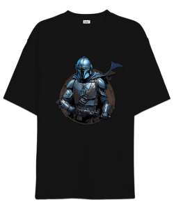 The Mandalorian Siyah Oversize Unisex Tişört